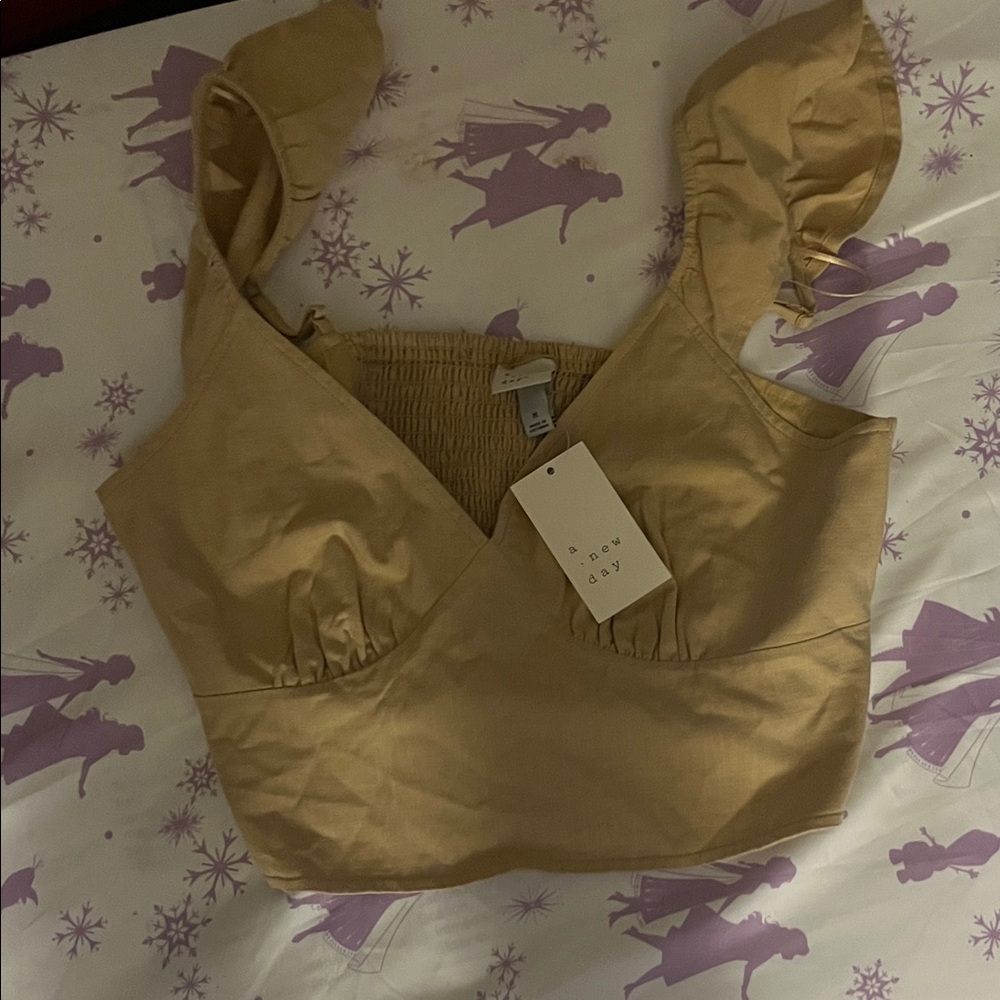 a new day Gold Ruffle Strap Crop Top